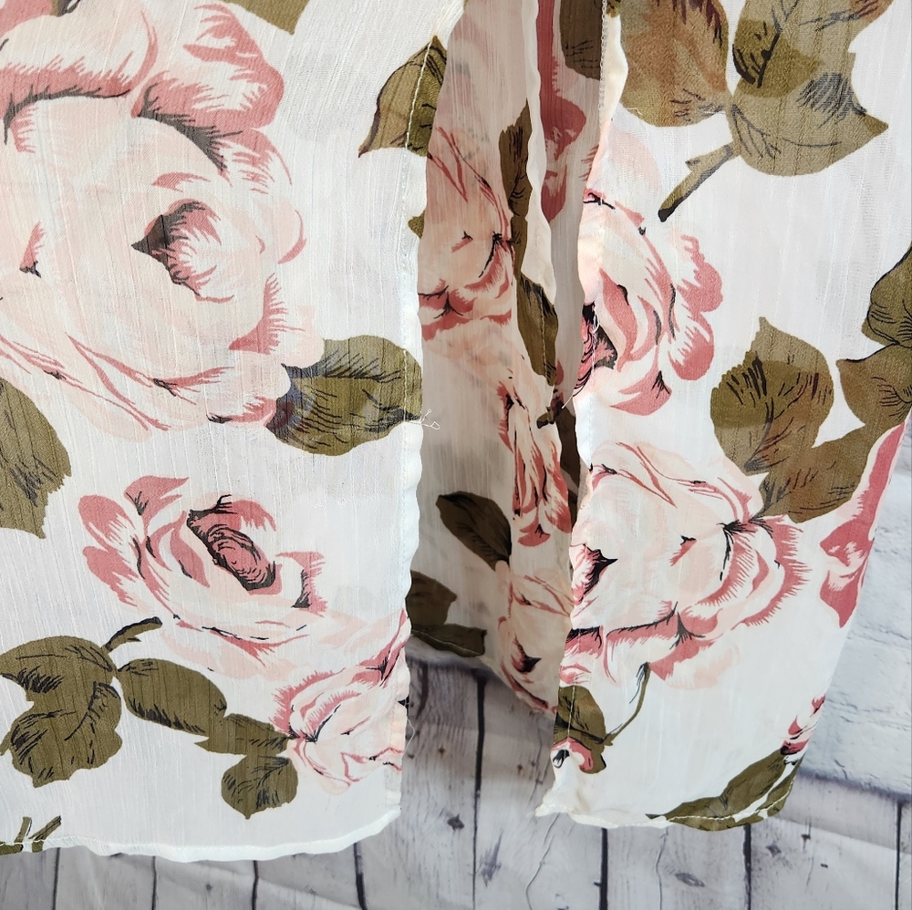 Band of Gypsies/ Tie Sleeve Kimono In Ivory Floral - Picture 7 of 8